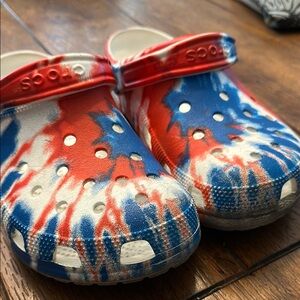 CROCS Red and Blue Water Shoes with Perforated Design